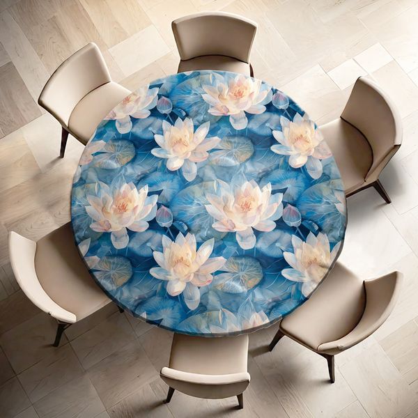 Whither Waterlillies Round Tablecloth
