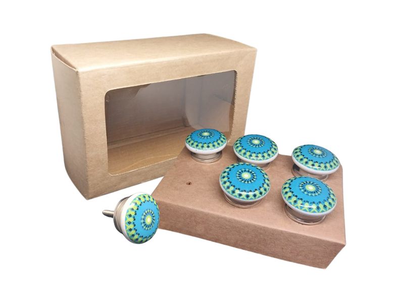 Orange Themed Ceramic Drawer/Cabinet Knobs - (Set of 6 Pcs)