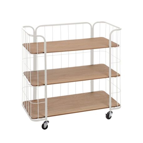 Eco Display Metal Rack With Wooden, Wooden Shelves On Wheels