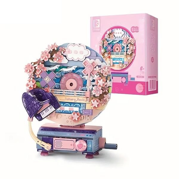 Creative Flowers Music Building Blocks Kits Romantic Home Decorations