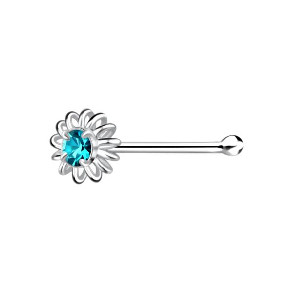 Petite 3mm 925 Sterling Silver Bone end Flower Nose Ring