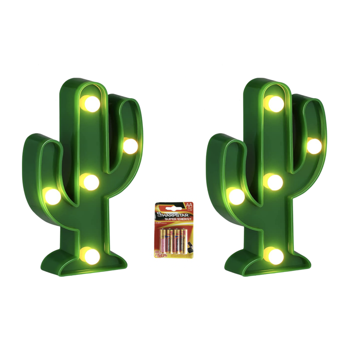 Battery Operated Decorative Cactus LED Light + Batteries - 2 Pack ...
