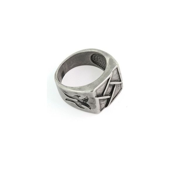 Stainless Steel Geometric Design Square Signet Ring - Size W