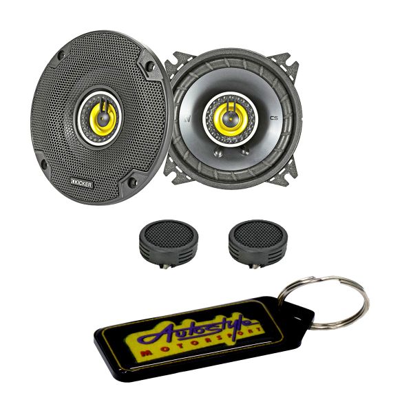 Kicker 46CSC44 CS Series 4" 150W Coaxial Speakers &amp; Evo Tweeters &amp; Keyring