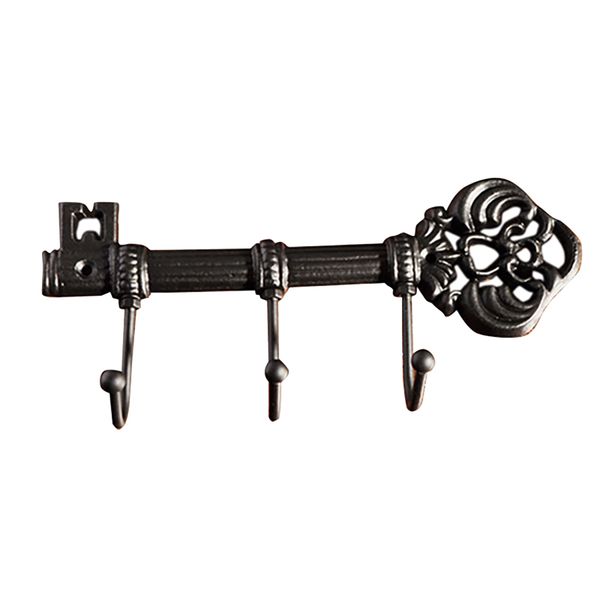 Vintage Key Holder Three Hooks Wall Mounted Black Iron For Home