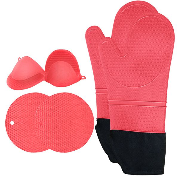 6-Piece Set of Kitchen Silicone Thickened Non-Slip Cooking Non-Slip Gloves
