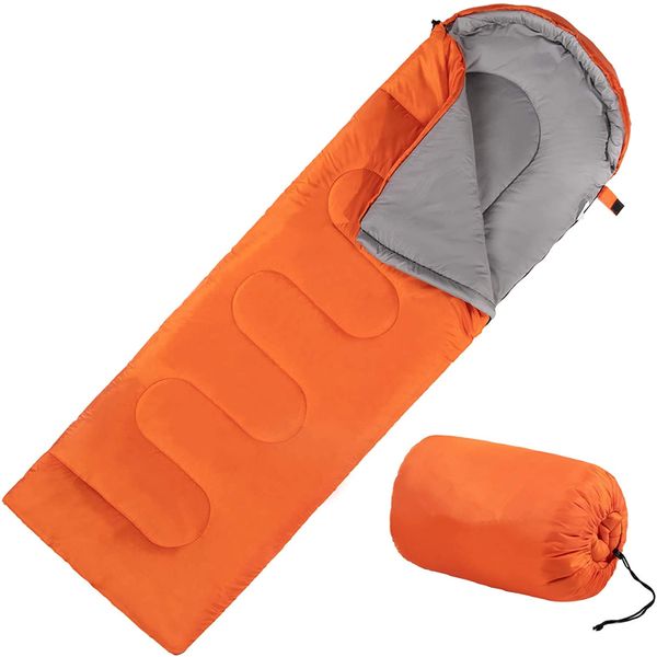 Hooded Camping Sleeping Bag - Orange