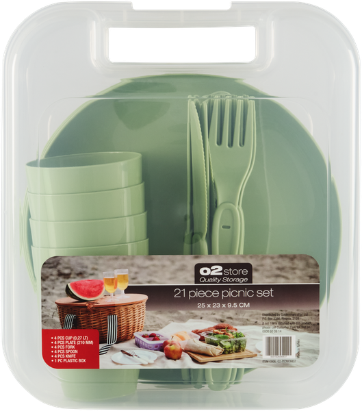 O2 Store 21 Piece Picnic Dinnerware Set