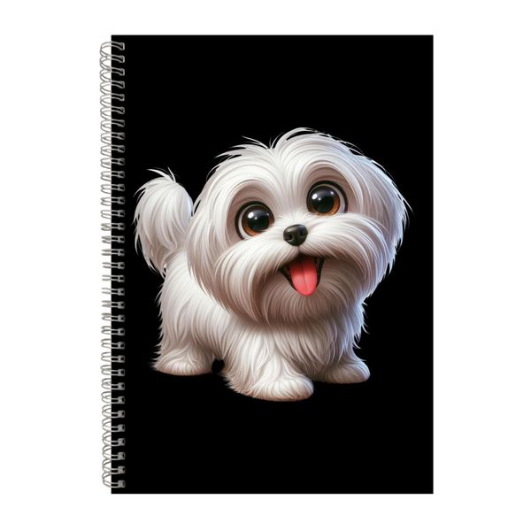 Maltese A4 Notebook Spiral Lined Trendy Notepad Dog Idea 334