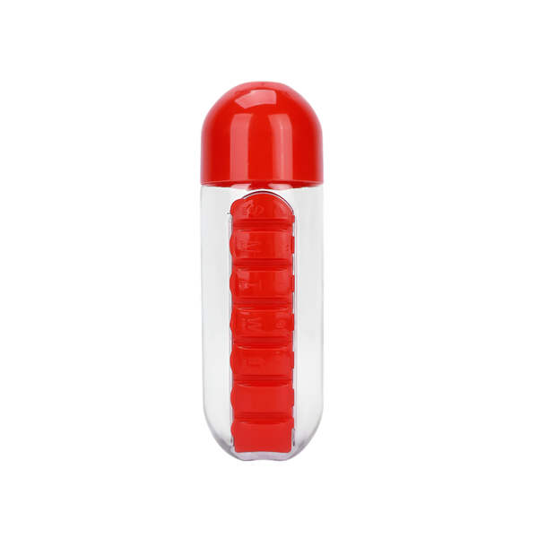 600ml Dual Function Water Bottle with Pill Organizer - Daily Convenience