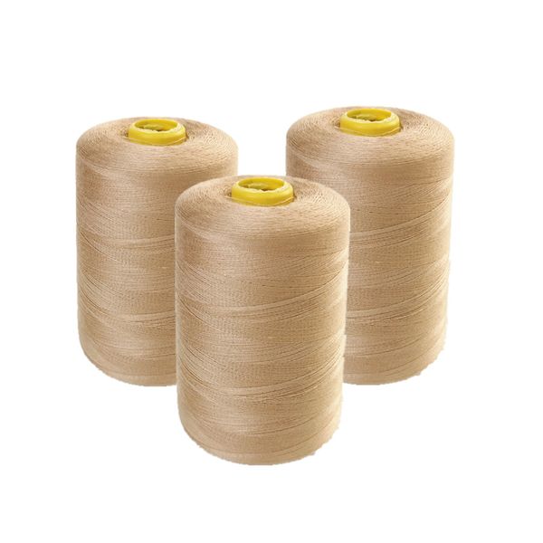 3x Cotton Thread Sewing Thread Reel String For Sewing Machine 3000m -Beige