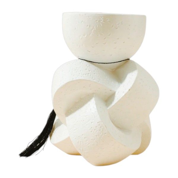 Ceramic Incense Burner With Interwoven Design/Heat-Resistant - White