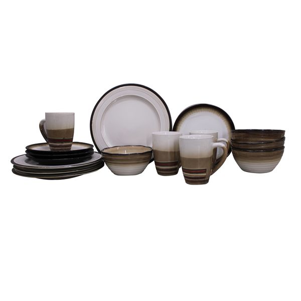 LMA Textured Reactive Glaze Grande Dinnerware Set - 16 Piece