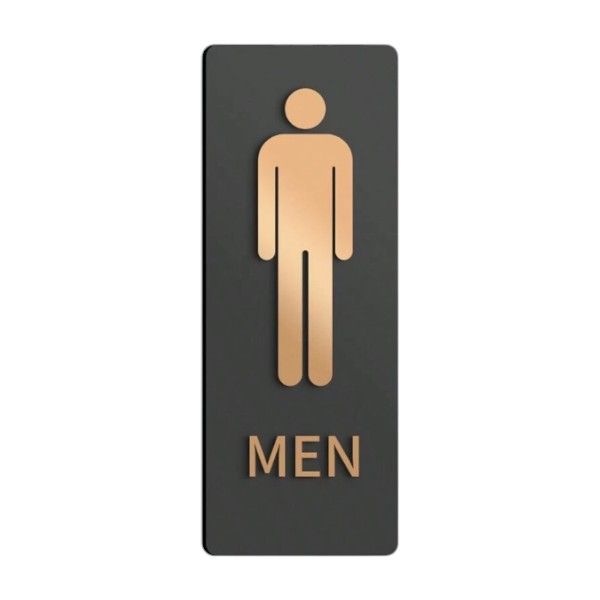 MEN' Toilet Sign With Adhesive Backing - Black