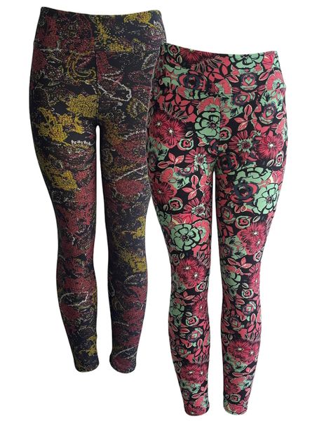LulaRoe Multi Floral Print Full Polyester Leggings - 2 Pack - S/M