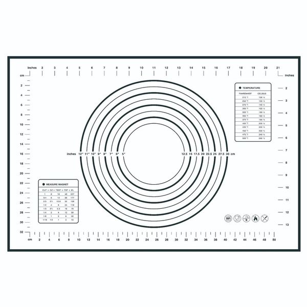 Premium Silicone Baking Mat with Non-Slip Surface and Measurement Charts