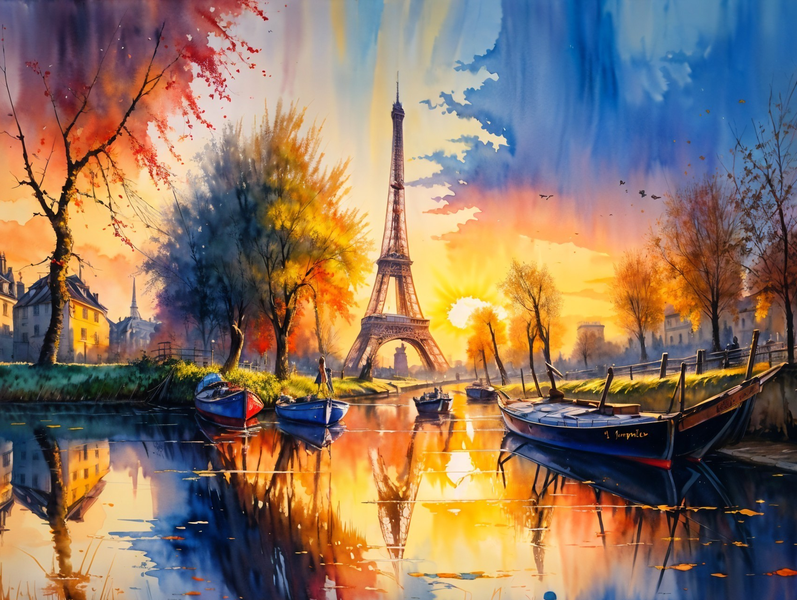 Canvas Home Decor Wall Art - Eiffel Tower In Autumn