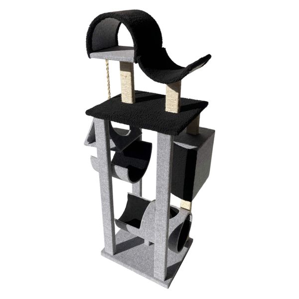 Scratzme - Vibrant Village Premium Scratching Post - Light Grey &amp; Black