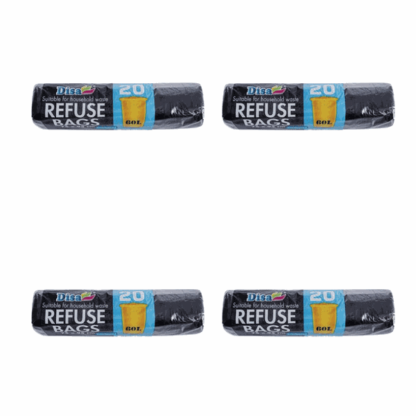 Pack of 4-Refuse bag 20 Piece Black 750x950mm