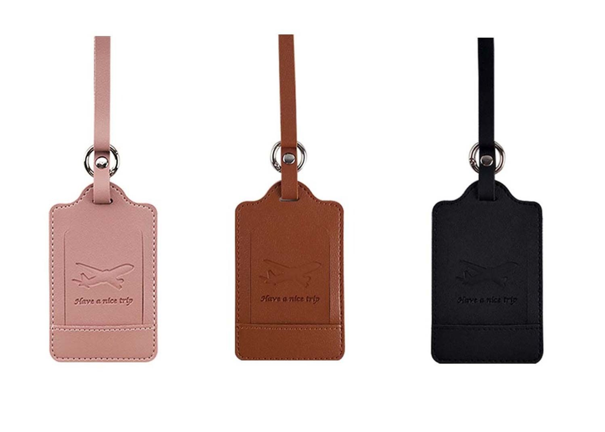Luggage Tags 3 pack PU Leather Luggage Tags Privacy Protection Bag Labels