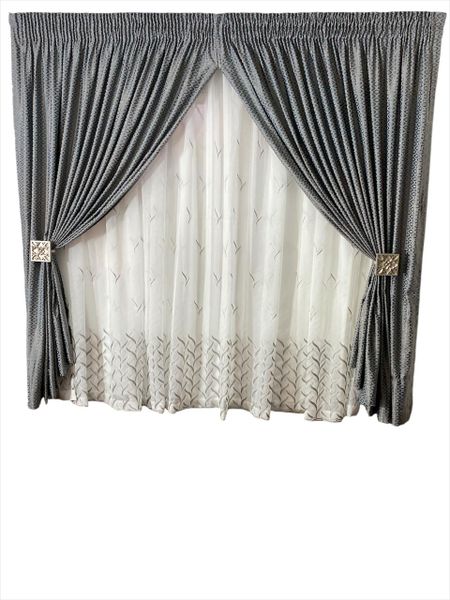AF Impex Designs Curtain Taped (500w x 240L) Blue, Gold