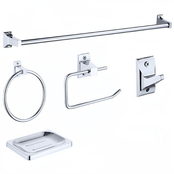 Bathroom Hardware Accessory Set Bathroom Hardware Fittings 5 Pieces Silver