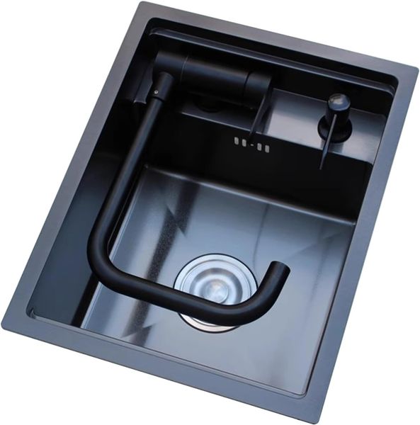 Covered Stainless Steel Sink, Concealed Black Sink, Folding Faucet