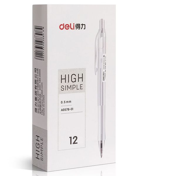Deli Retractable Gel Pen Bullet tip 0.5mm Black Box of 12