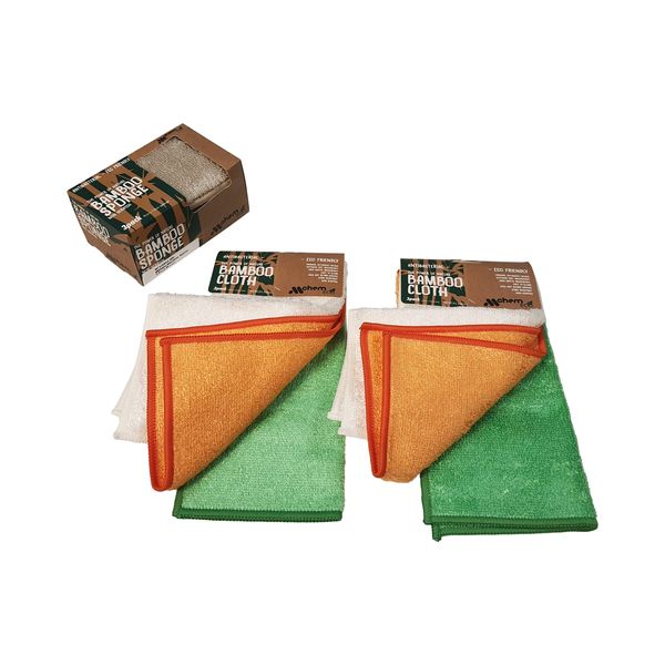 MChem Bamboo Cleaning Bundle - Cloths &amp; Sponges Eco-Friendly Set