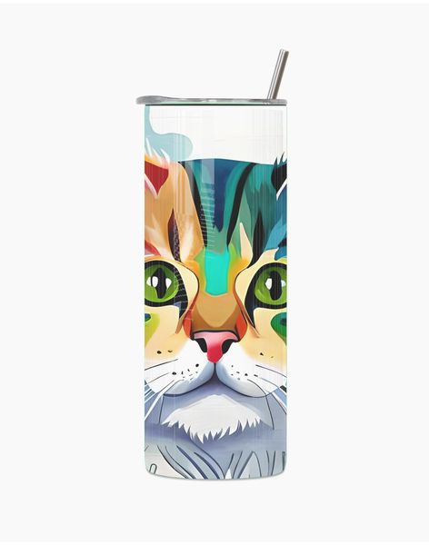 Cat in Colour 1 20 Oz Straight Skinny Tumbler Straw Motivational Present016