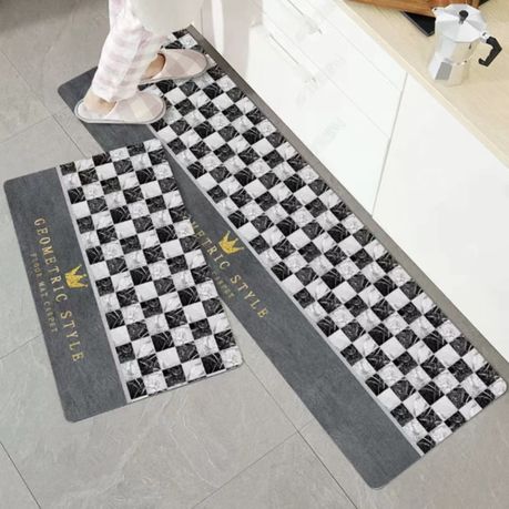 Modern Geometric Print Kitchen Mat Set Thin Non-slip Floor Mat