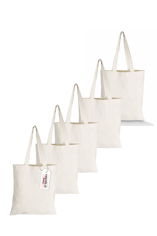 Love & Sparkles 100% Cotton Tote Bags Eco-Friendly Unbranded 5 Pack ...