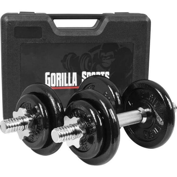 GORILLA SPORTS SA - 20KG Dumbbell Set with Case - Black
