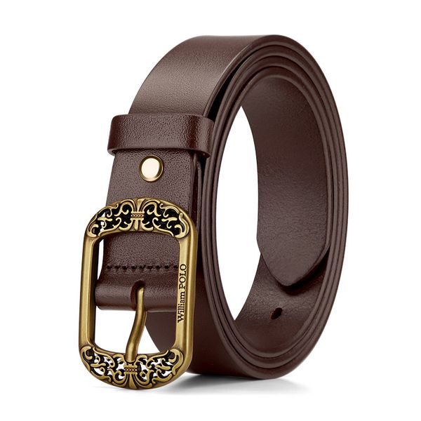 WilliamPOLO Women's Elegant Design Pin Buckle Genuine Leather Belt