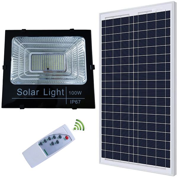 LED Flood Light(Battery Built In)-100W/6500K With Solar Panel