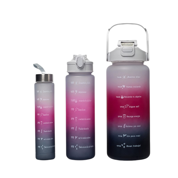 Set of 3 Gradient Colour Beverage Bottles