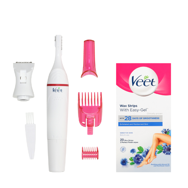Veet Wax Strips Sentisitve 20's &amp; Veet Electric Trimmer Bundle