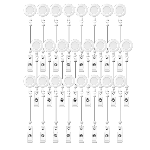 24 Pcs Beadable Badge Reel Retractable Clips Holder for Beads Colorful