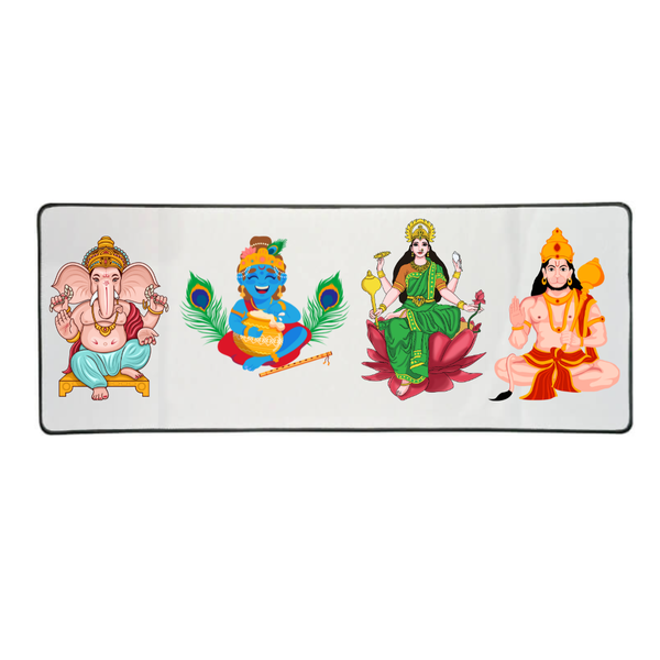 Katz Designs - Long Desk Mouse Pad - Hindu Gods