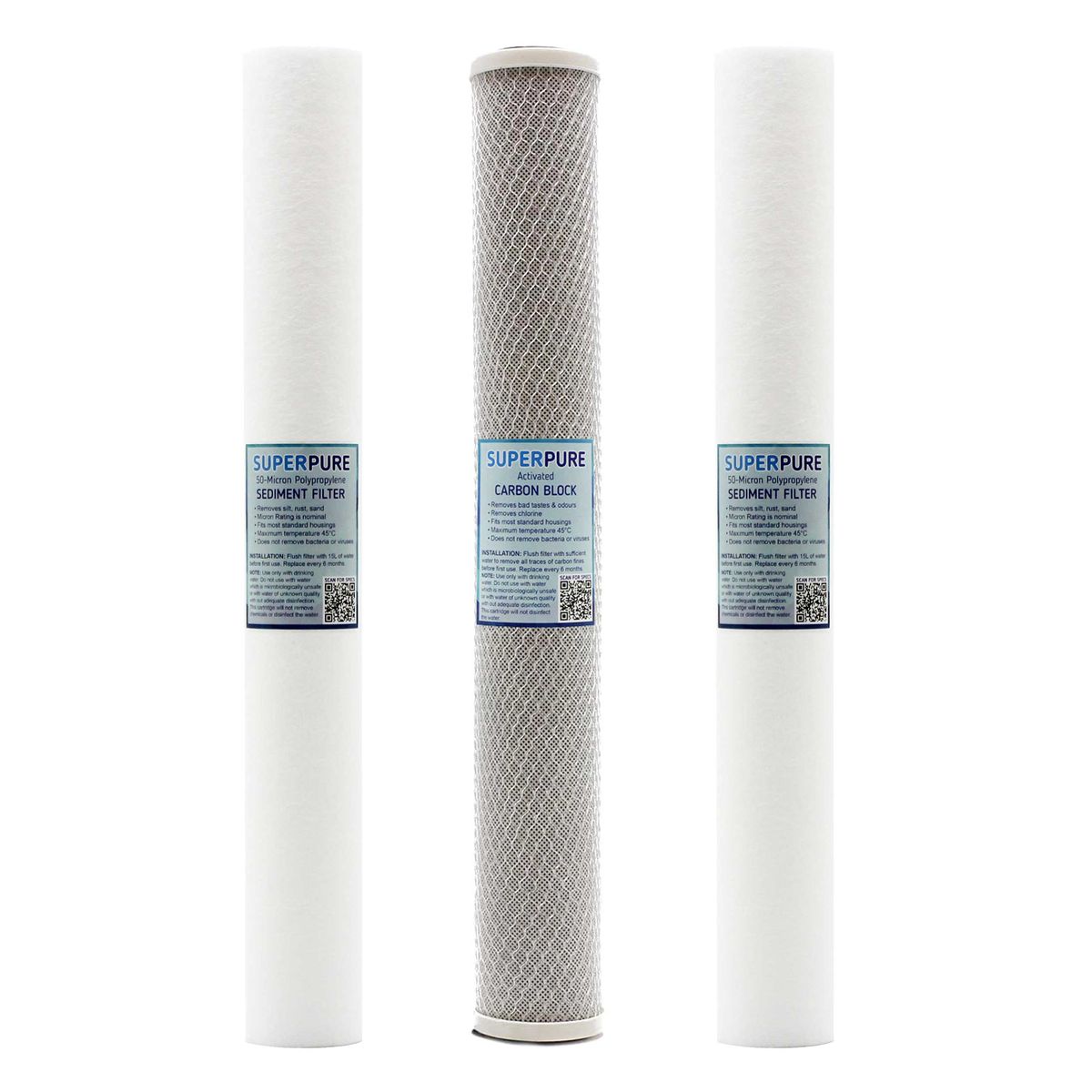 SUPERPURE 20 inch Slimline Replacement Filter - Standard (Set of 3)