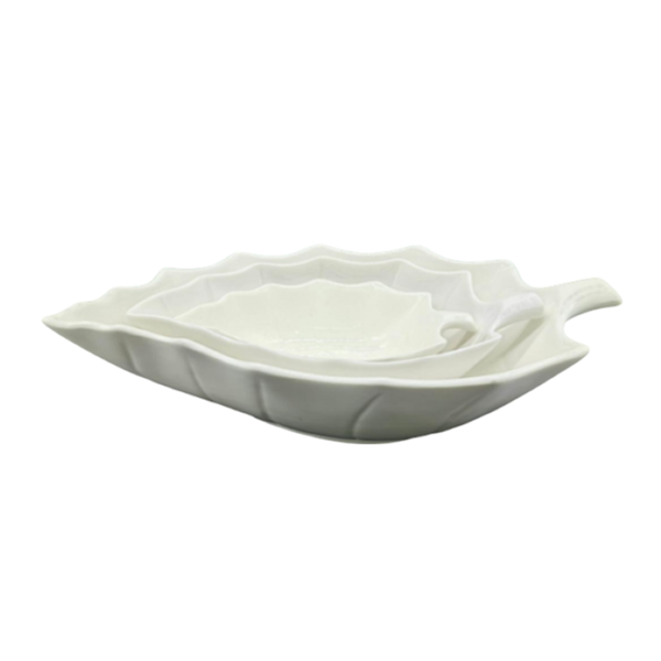 30 cm 3-Piece Vintage Leaf Design Serving Dish Set