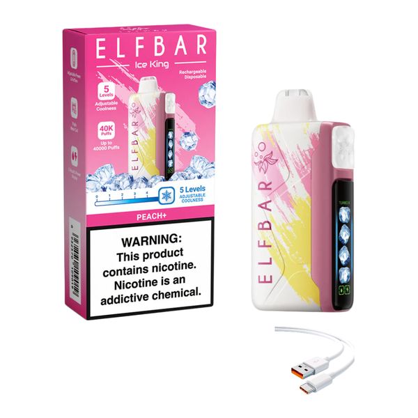 Elfbar Ice King 25k- Peach+ +DiscoVape Charging Cable