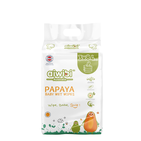 Aiwibi Fresh Organic Care Baby Water Wipes Papaya 84 pcs (3 pack)