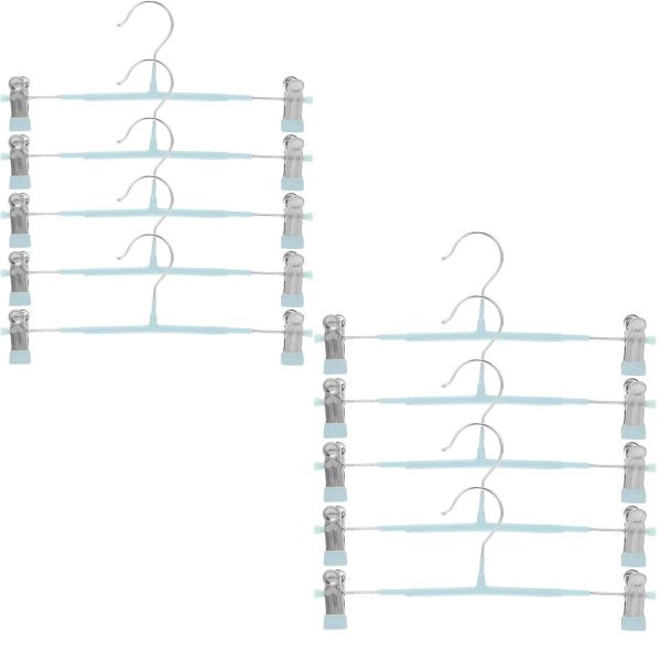 10 Pack Blue Trouser Hangers, Metal Trouser Hangers