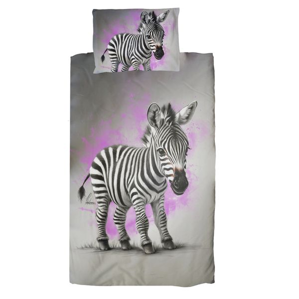 Pink Baby Zebra By Nathan Pieterse Cot Duvet Set