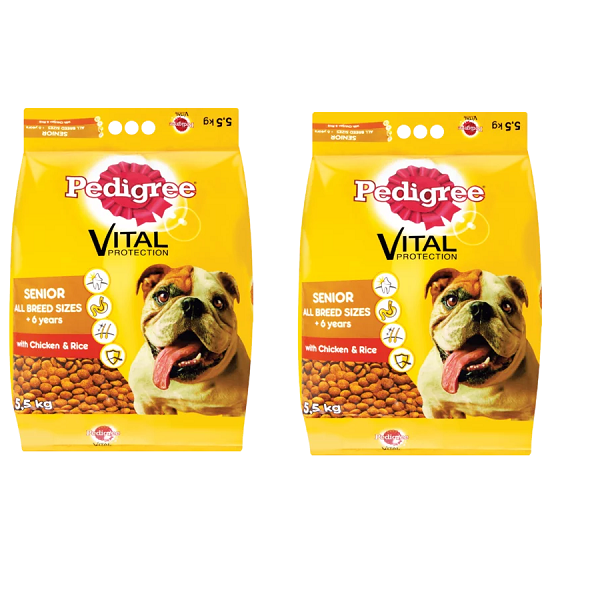 Pedigree Senior All Breed Sizes + 6 years Chicken & Rice Dog Food (2x5