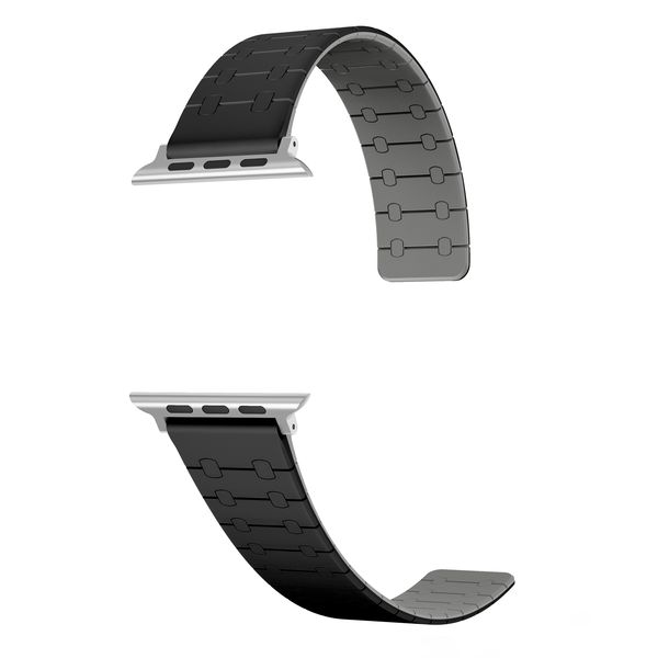 Magnetic Black Quality Silicone Apple Watch Band In 44/45/46 &amp; 49mm