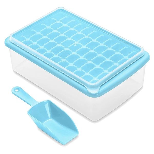 Ice Cube Tray With Lid And Storage Bin 55 Ice Tray Scoop Blue