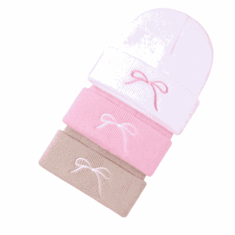 3 Pieces Fashionable Knitted Caps For Babies, Girls And Boys Image
