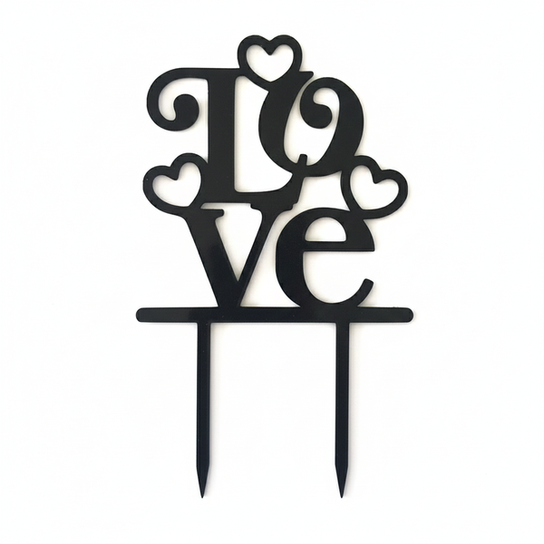 LOVE Cake Topper - Black - Engagement &amp; Anniversary - 3D Printed